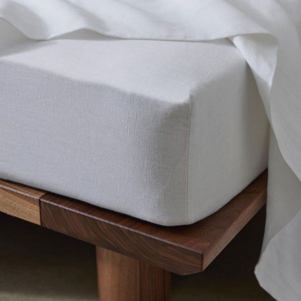 European Linen Fitted Sheet | White