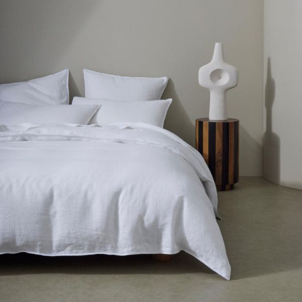 European Linen Fitted Sheet | White