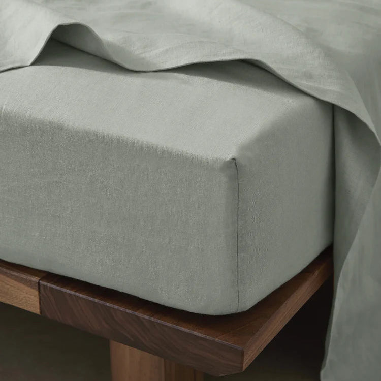 European Linen Fitted Sheet | Sage