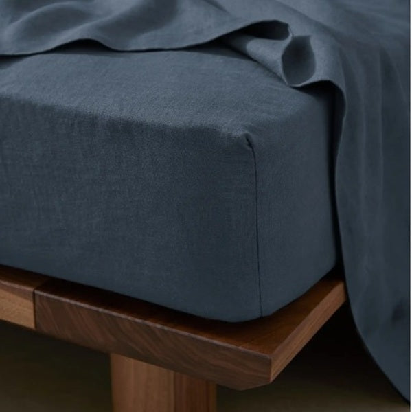 Weave Ravello Linen Fitted Sheet | Denim